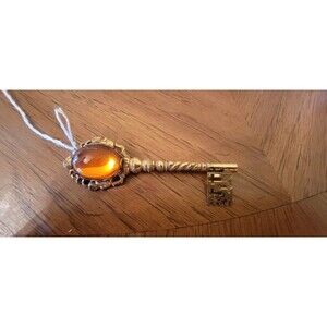 Miriam Haskell Skelton Key Red Cabochon Brooch Pin